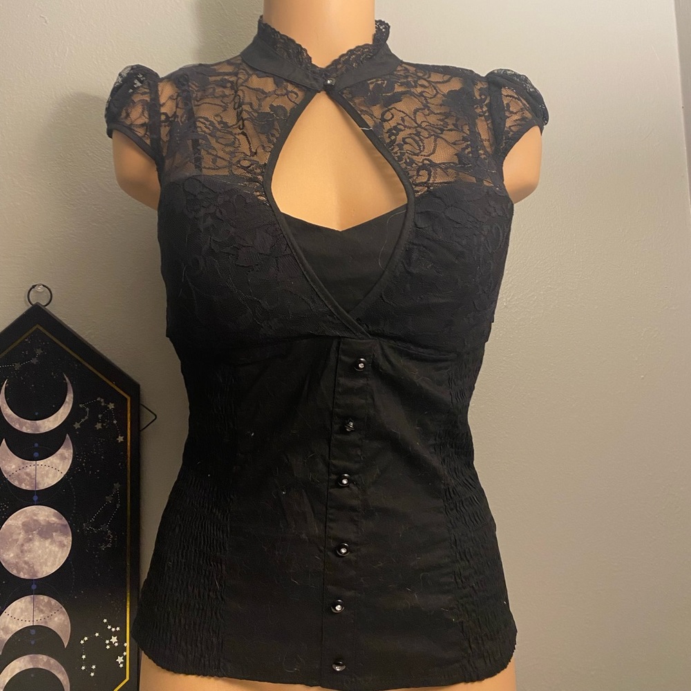 Black lace blouse by OhYes. Size M